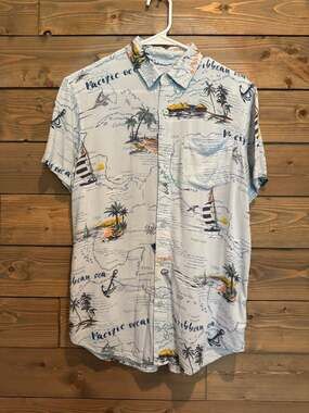 Lee short sleeve Fish Fisherman Boats theme shirt men's  Small
